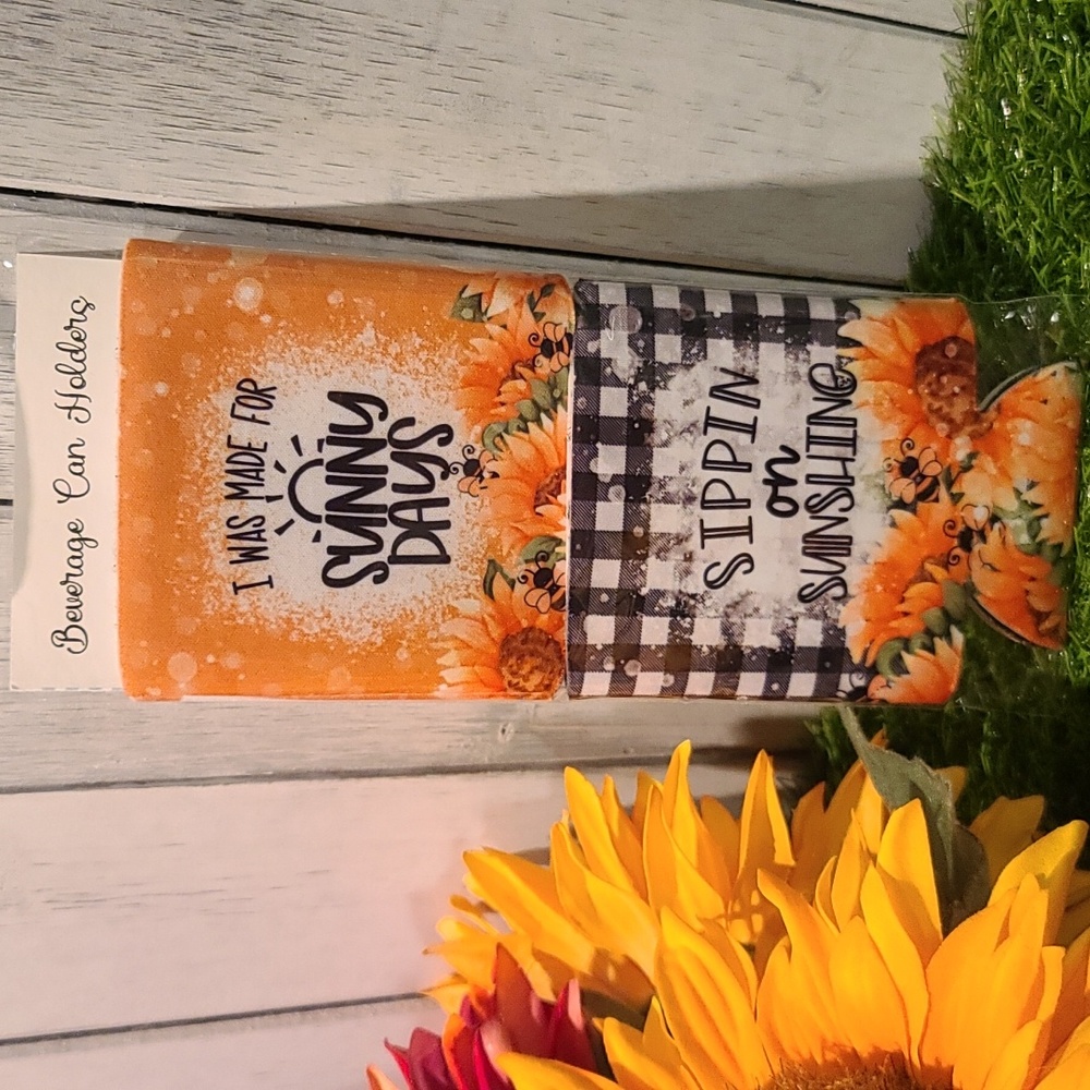SUNNY SUNFLOWER theme Beverage holder set of 2 for can water bottle beer NWT